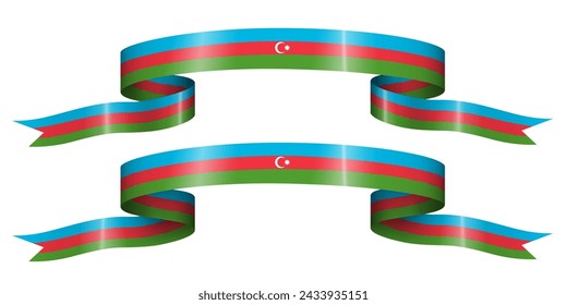 set of flag ribbon with colors of Azejbaijan for independence day celebration decoration
