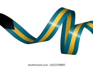 Set of flag ribbon with colors of Bahamas for independence day celebration decoration
