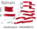 Set of flag ribbon with colors of Bahrain for independence day celebration decoration