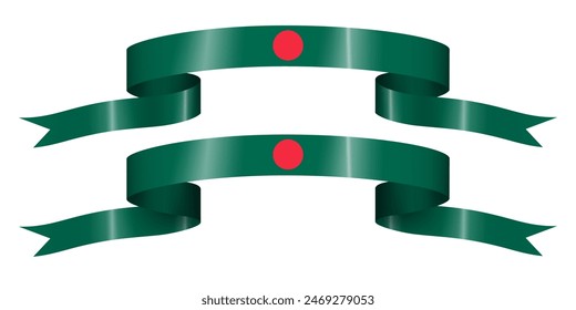 Set of flag ribbon with colors of Bangladesh for independence day celebration decoration