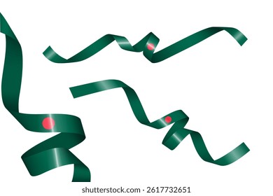 Set of flag ribbon with colors of Bangladesh for independence day celebration decoration