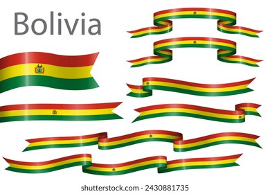 set of flag ribbon with colors of Bolivia for independence day celebration decoration