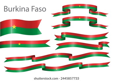 set of flag ribbon with colors of Burkina Faso for independence day celebration decoration