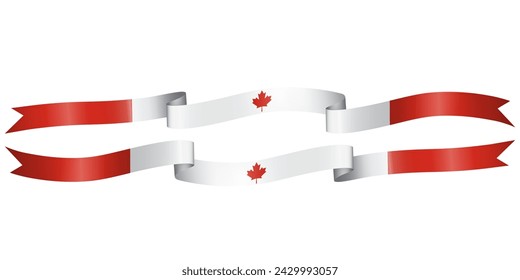 set of flag ribbon with colors of Canada for independence day celebration decoration