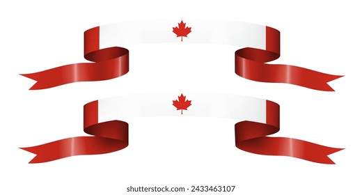 set of flag ribbon with colors of Canada for independence day celebration decoration