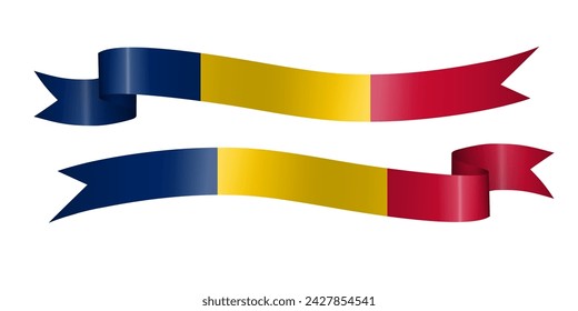 set of flag ribbon with colors of Chad for independence day celebration decoration