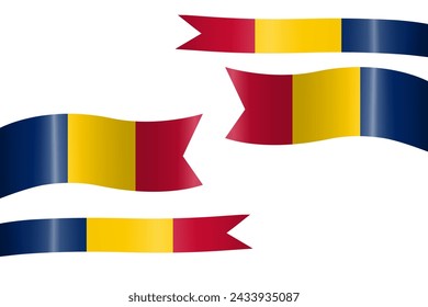 Conjunto de la cinta de la bandera con los colores de Chad para la decoración de la celebración del día de la independencia