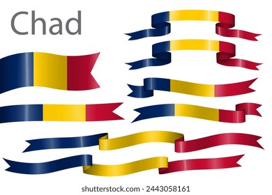 set of flag ribbon with colors of Chad for independence day celebration decoration