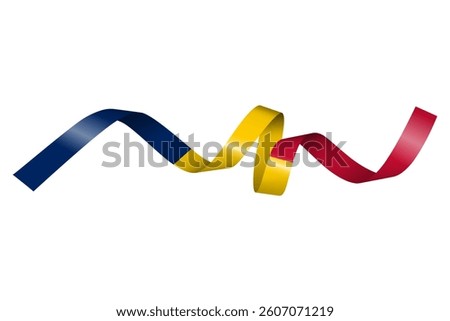 Set of flag ribbon with colors of Chad  for independence day celebration decoration