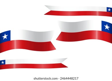 Set of flag ribbon with colors of Chile for independence day celebration decoration