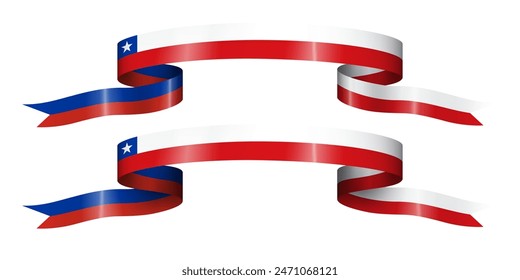 Set of flag ribbon with colors of Chile for independence day celebration decoration