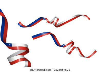 Set of flag ribbon with colors of Chile for independence day celebration decoration