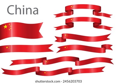 set of flag ribbon with colors of China for independence day celebration decoration