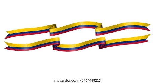 Set of flag ribbon with colors of Colombia for independence day celebration decoration