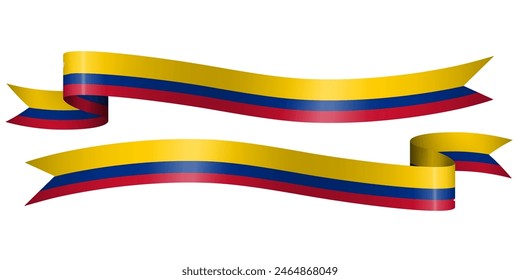 Set of flag ribbon with colors of Colombia for independence day celebration decoration