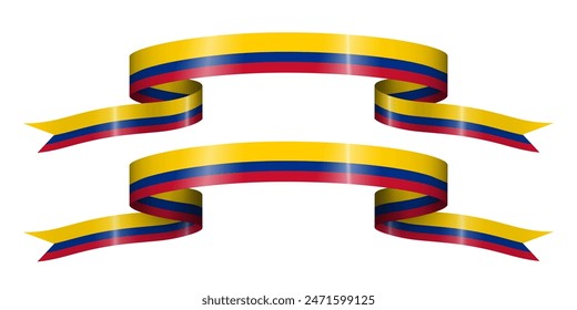 Set of flag ribbon with colors of Colombia for independence day celebration decoration