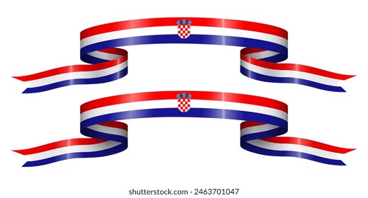 Set of flag ribbon with colors of Croatia for independence day celebration decoration