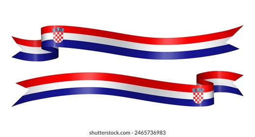 Set of flag ribbon with colors of Croatia for independence day celebration decoration