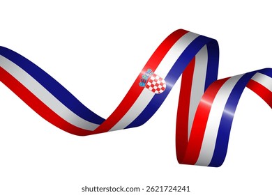 Set of flag ribbon with colors of  Croatia for independence day celebration decoration