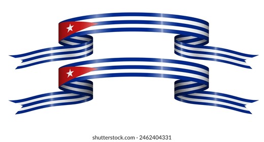 Set of flag ribbon with colors of Cuba for independence day celebration decoration