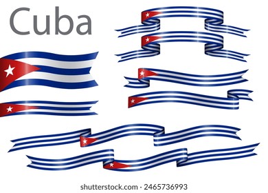 Set von Flaggenband mit Farben von Kuba für Unabhängigkeitstag Dekoration
