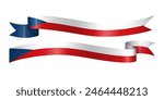 Set of flag ribbon with colors of Czech Republic independence day celebration decoration