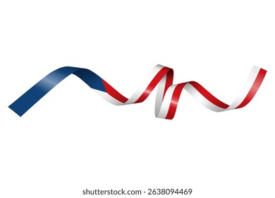 Set of flag ribbon with colors of Czechia (Czech Republic) for independence day celebration decoration