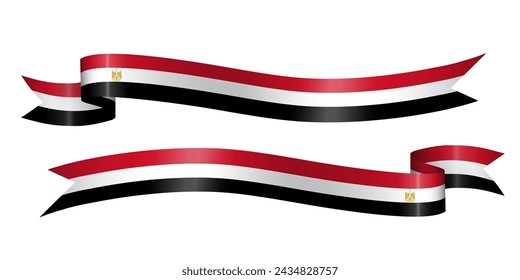 Conjunto de la cinta de la bandera con los colores de Egipto para la decoración de la celebración del día de la independencia