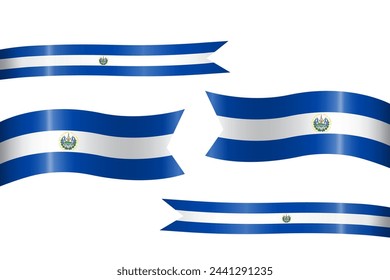 set of flag ribbon with colors of El Salvador for independence day celebration decoration