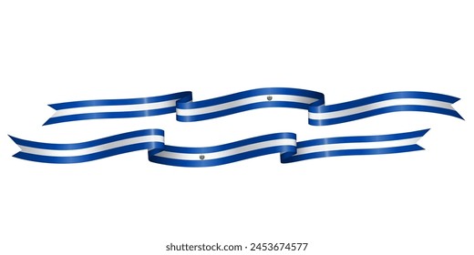 set of flag ribbon with colors of El Salvador for independence day celebration decoration