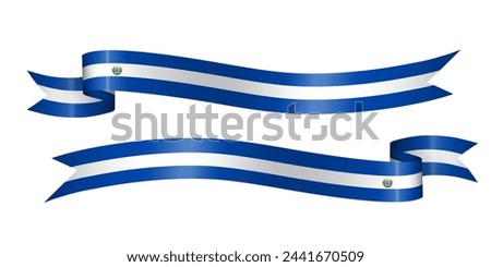 set of flag ribbon with colors of El Salvador for independence day celebration decoration