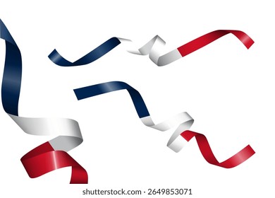 Set of flag ribbon with colors of France for independence day celebration decoration