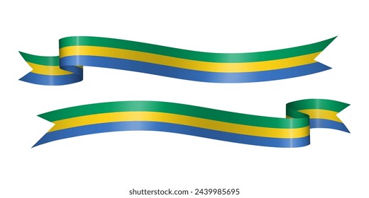 set of flag ribbon with colors of Gabon for independence day celebration decoration