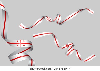 Set of flag ribbon with colors of Georgia for independence day celebration decoration