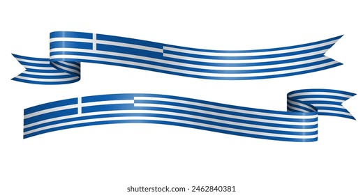 Set of flag ribbon with colors of Greece for independence day celebration decoration