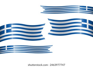 Set of flag ribbon with colors of Greece for independence day celebration decoration