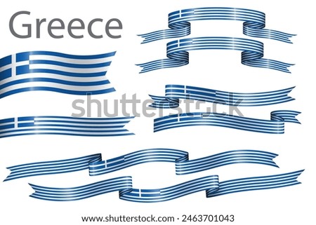 Set of flag ribbon with colors of Greece for independence day celebration decoration