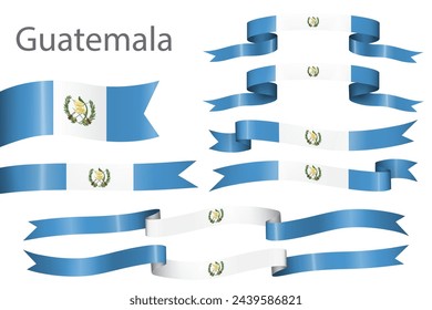 Conjunto de la cinta de la bandera con los colores de Guatemala para la celebración del día de la independencia