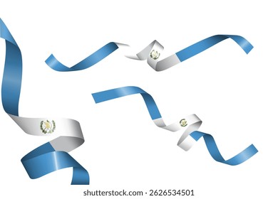 Set of flag ribbon with colors of Guatemala for independence day celebration decoration