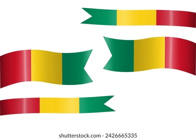 set of flag ribbon with colors of Guinea for independence day celebration decoration