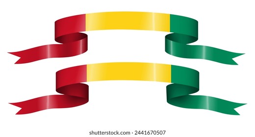 set of flag ribbon with colors of Guinea for independence day celebration decoration