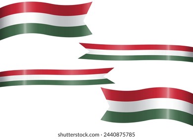 set of flag ribbon with colors of Hungary for independence day celebration decoration