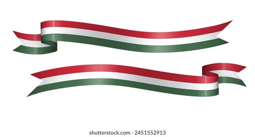 Conjunto de la cinta de la bandera con los colores de Hungría para la decoración de la celebración del día de la independencia