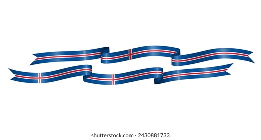 set of flag ribbon with colors of Iceland for independence day celebration decoration