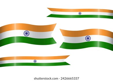 set of flag ribbon with colors of India for independence day celebration decoration