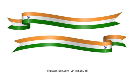 set of flag ribbon with colors of India for independence day celebration decoration