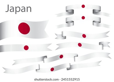 set of flag ribbon with colors of Japan for independence day celebration decoration