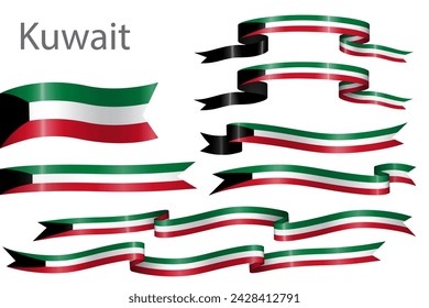 set of flag ribbon with colors of Kuwait for independence day celebration decoration