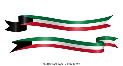 set of flag ribbon with colors of Kuwait for independence day celebration decoration