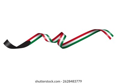 Set of flag ribbon with colors of Kuwait  for independence day celebration decoration